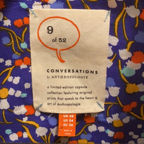 Anthropologie 9 of 52 Conversations limited capsule size 4 small blue - Picture 4 of 8
